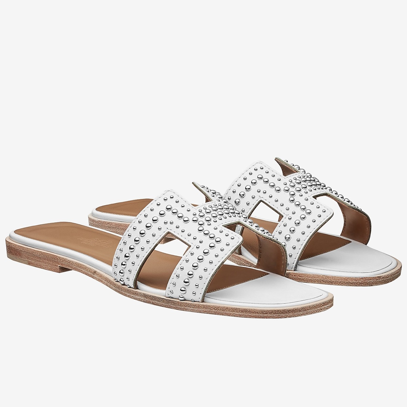 Hermes Oran Studs Sandals In White Leather QY02289 | Hermes Shoes
