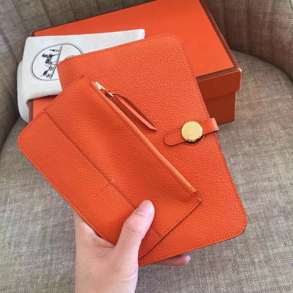 Hermes Orange Dogon Duo Combined Wallet QY00510 Hermes Wallets