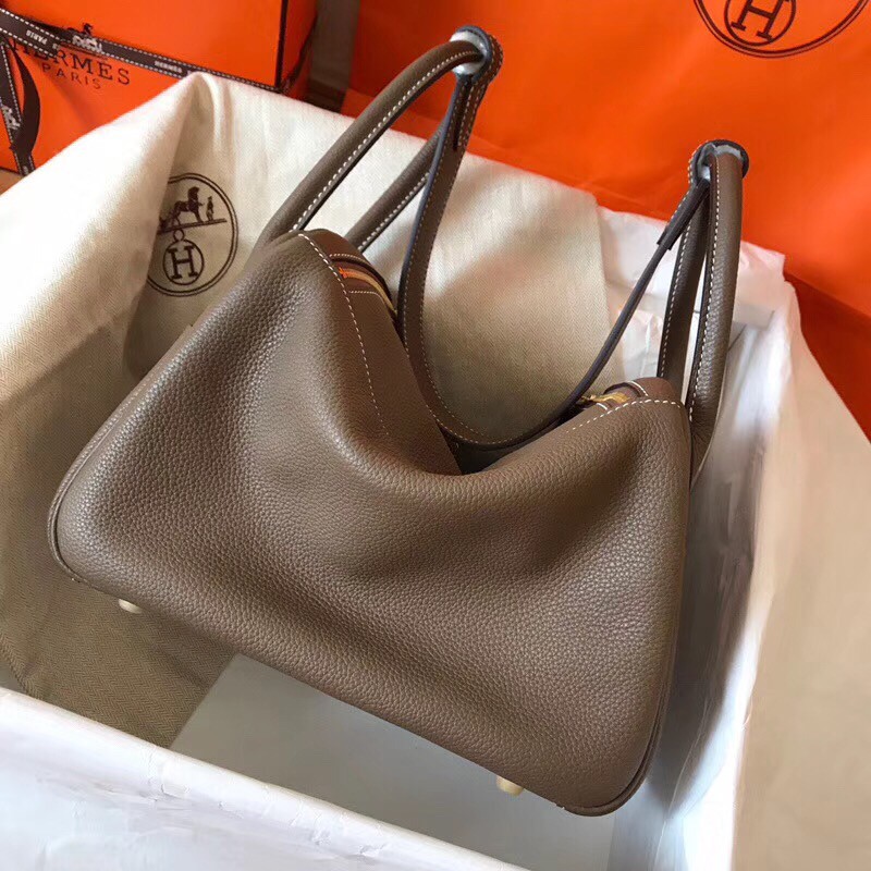 Lindy leather handbag Hermès Brown in Leather - 34073314