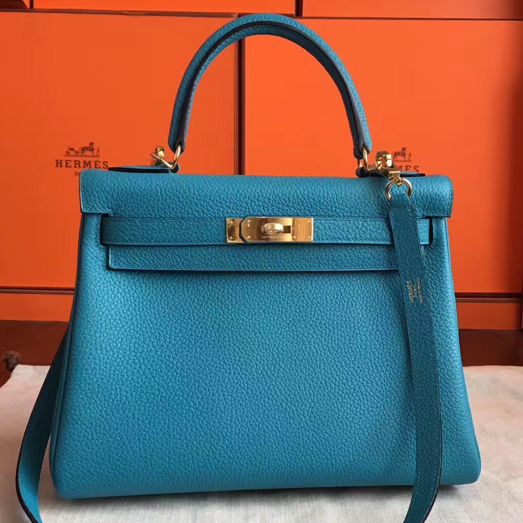 Hermes Kelly 28 Retourne Clemence Bleu Pale - GB10476M - Global