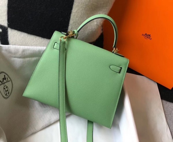 Replica Hermes Kelly Mini II Bag In Vert Criquet Epsom Leather GHW