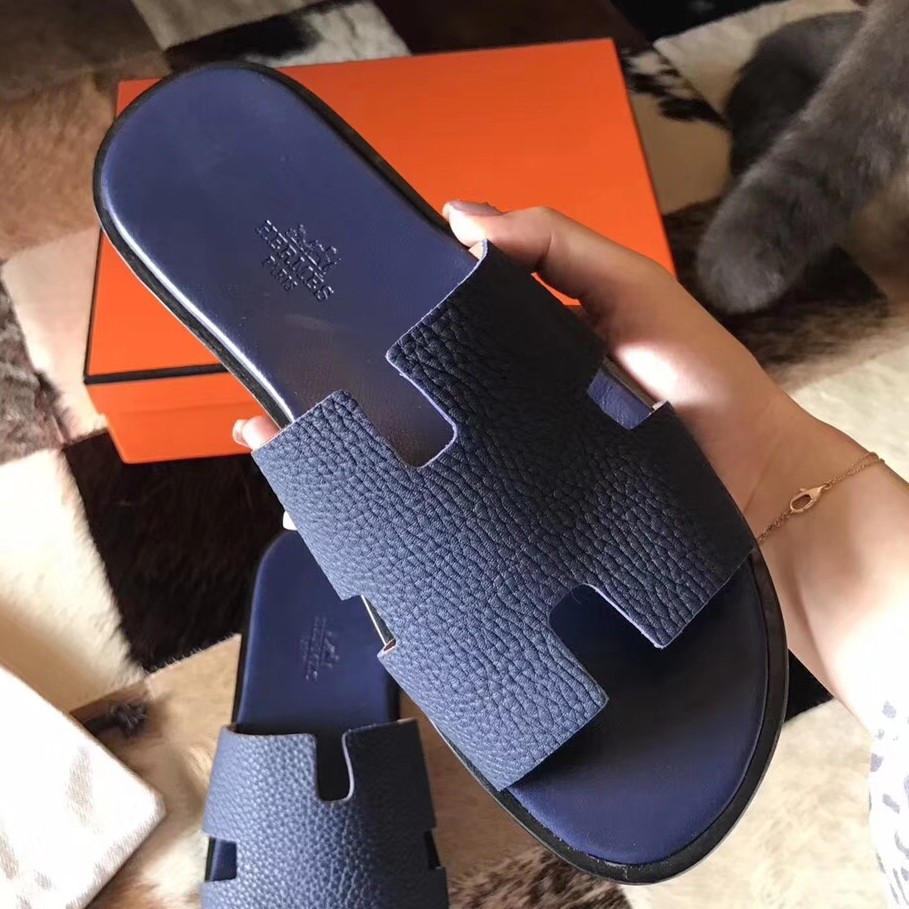 Replica Hermes Oran Sandals In Aqua Lizard Leather