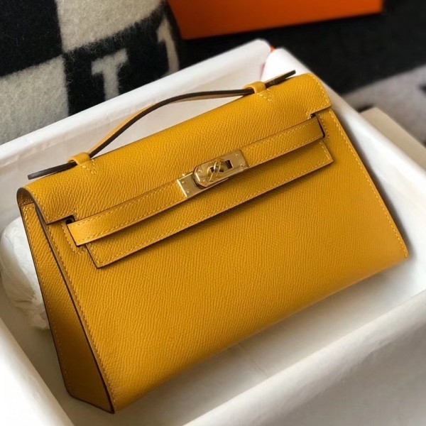 Hermes Mini Kelly Pochette Vert Vertigo Epsom Gold Hardware