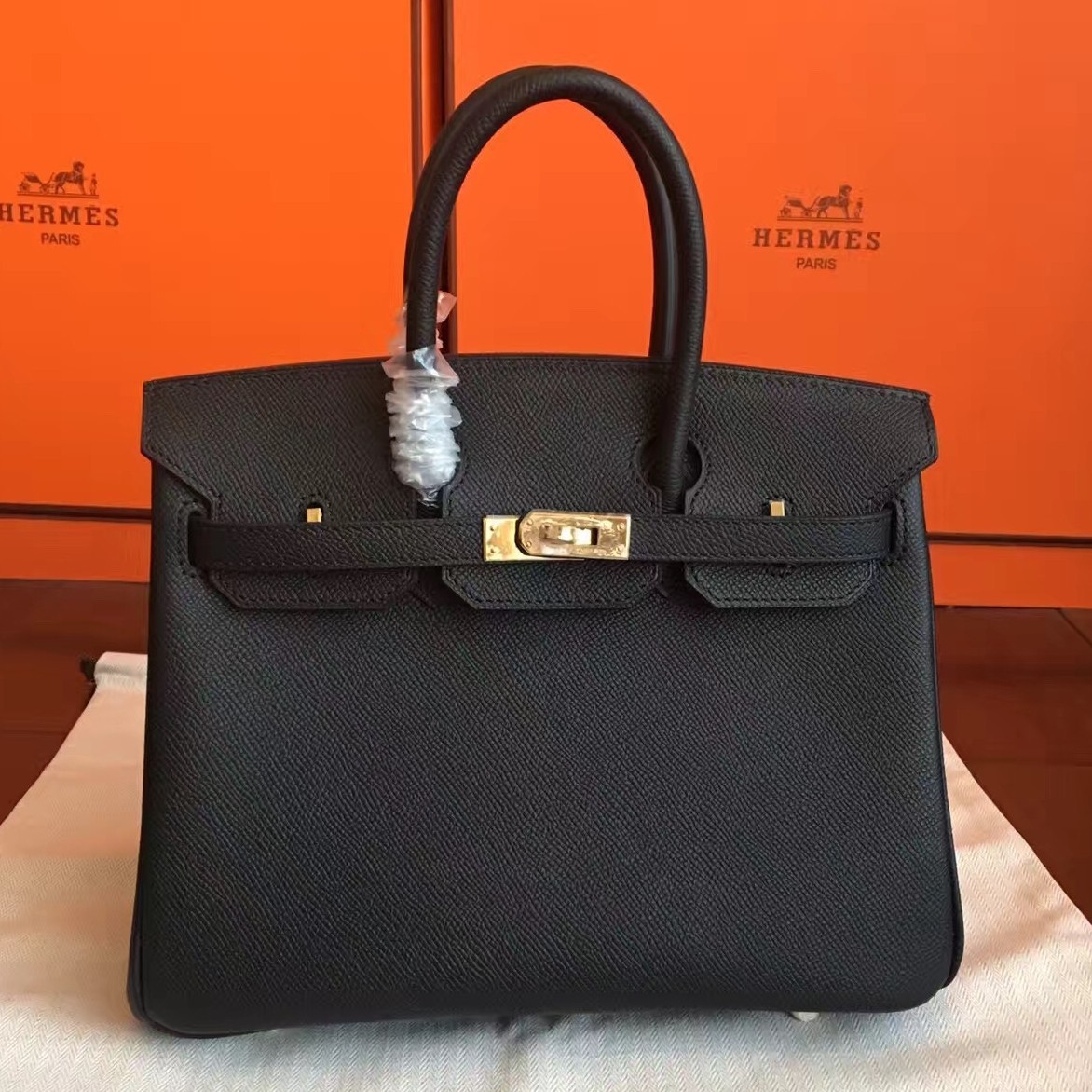 Hermes Etoupe Epsom Birkin 25cm Handmade Bag