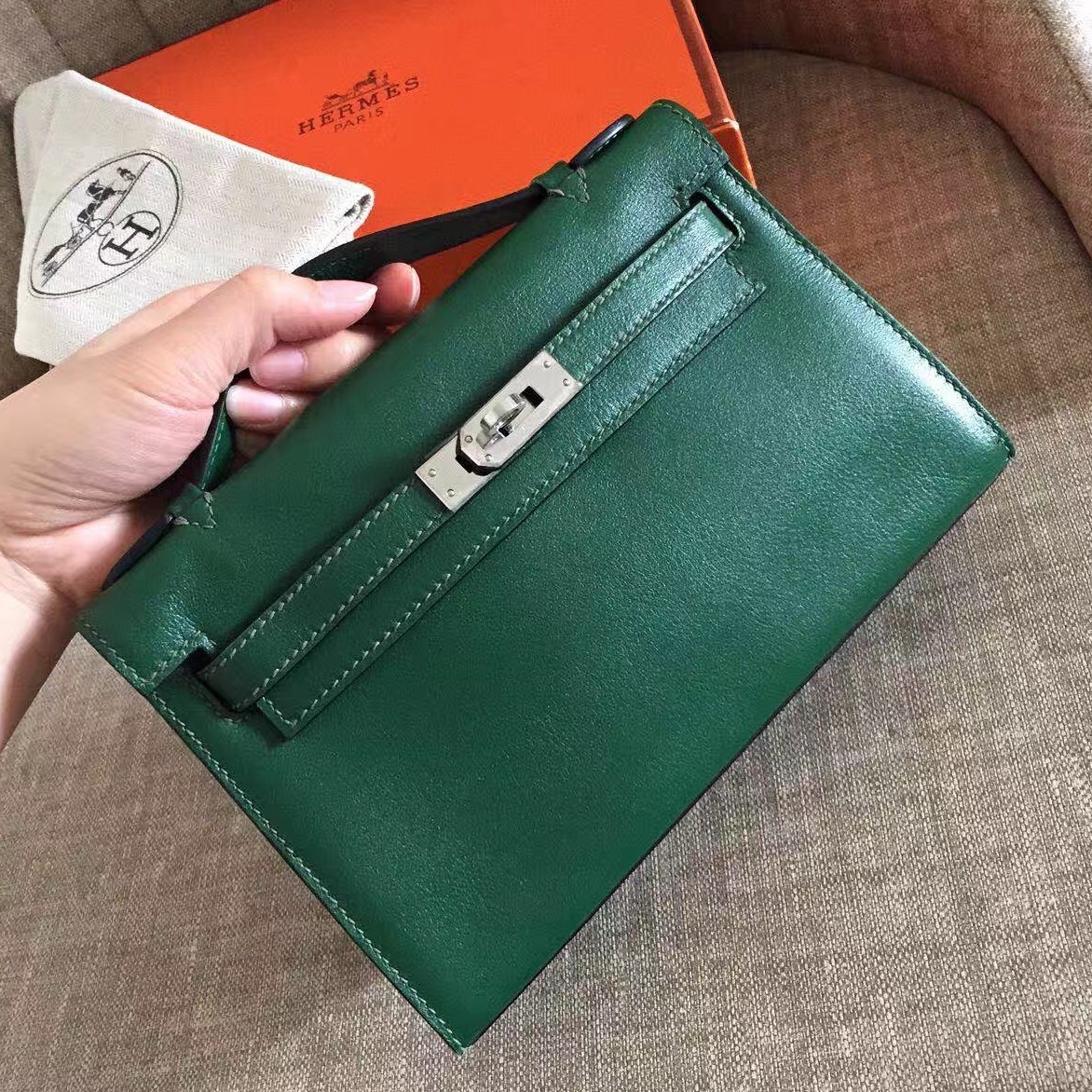 Replica Hermes Kelly Danse Handmade Bag In Orange Swift Leather