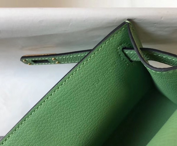 Replica Hermes Kelly Pochette Bag In Vert Amande Epsom Leather