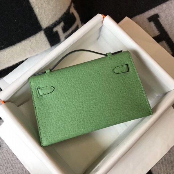 Replica Hermes Kelly Mini II Bag In Vert Criquet Epsom Leather GHW