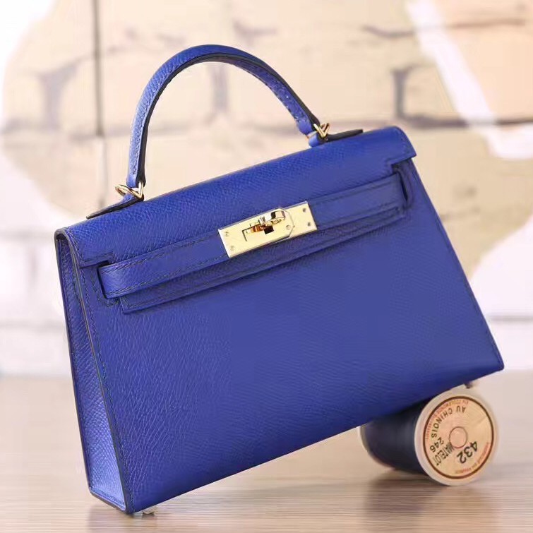 Replica Hermes Electric Blue Epsom Kelly Mini II 20cm Handmade Bag