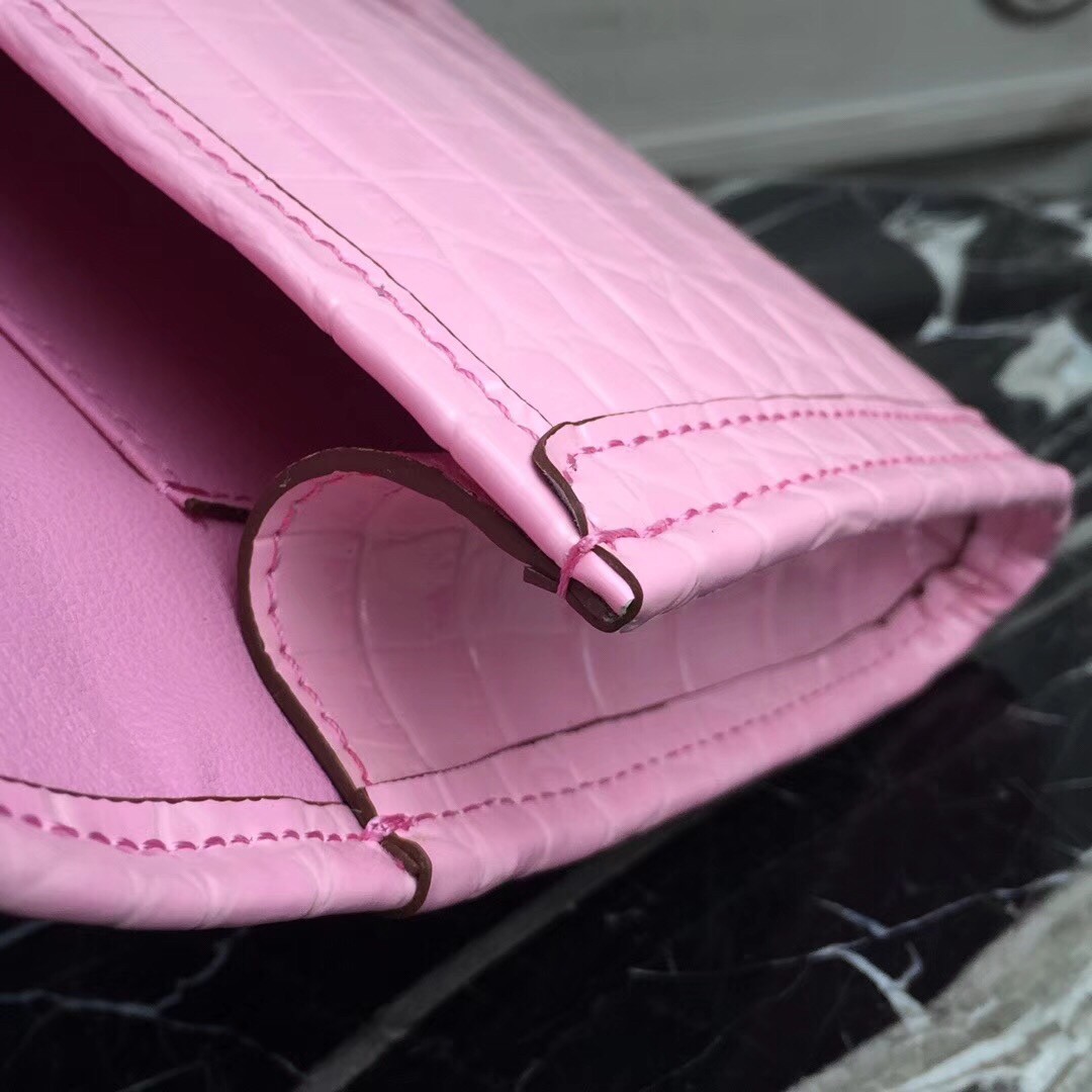 Replica Hermes Jige Elan 29 Clutch In Pink Crocodile Leather