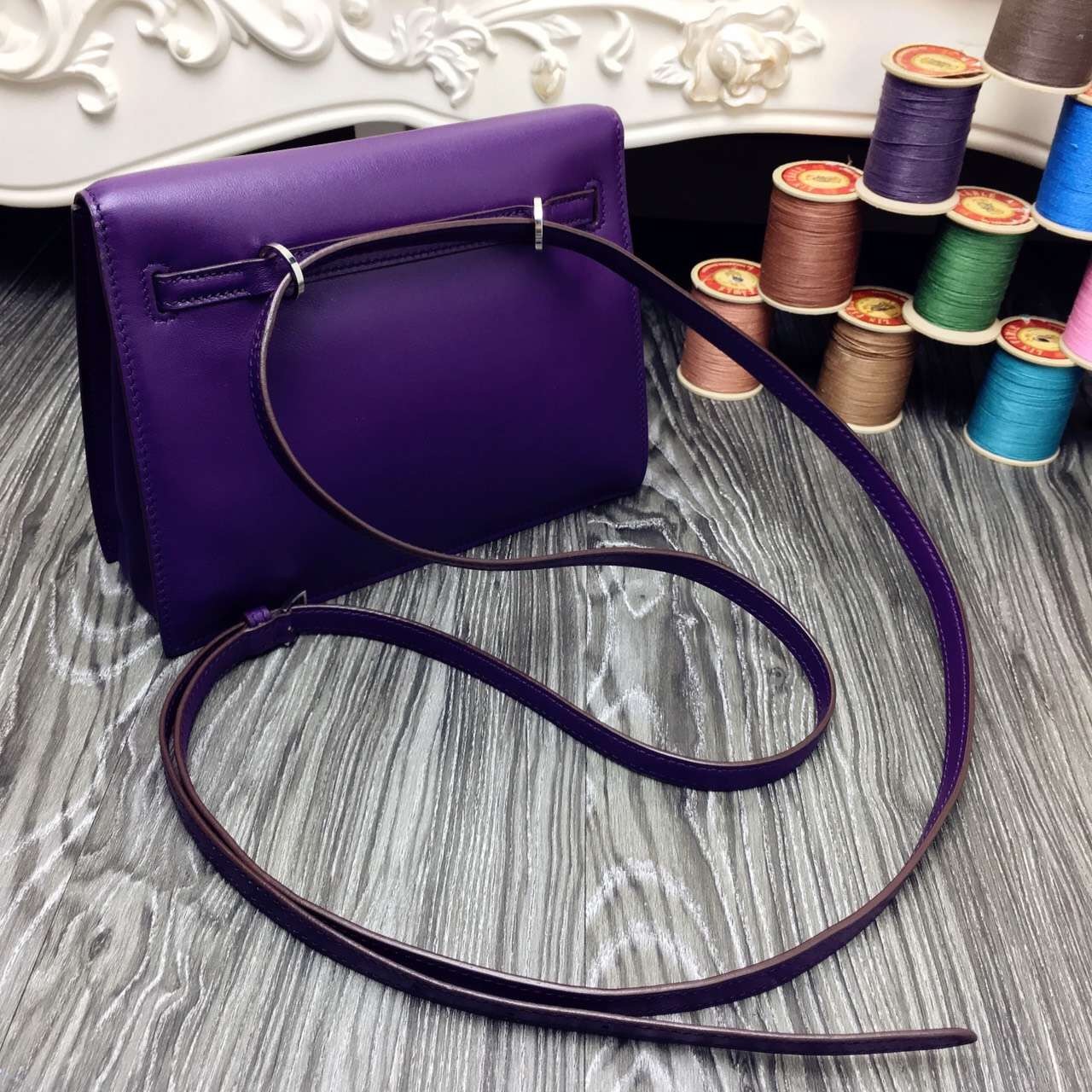 Replica Hermes Rose Purple Swift Kelly Danse Bag