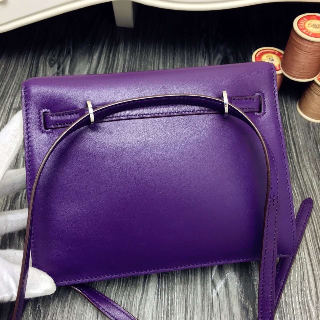 Replica Hermes Kelly Danse Handmade Bag In Rose Purple Swift Leather