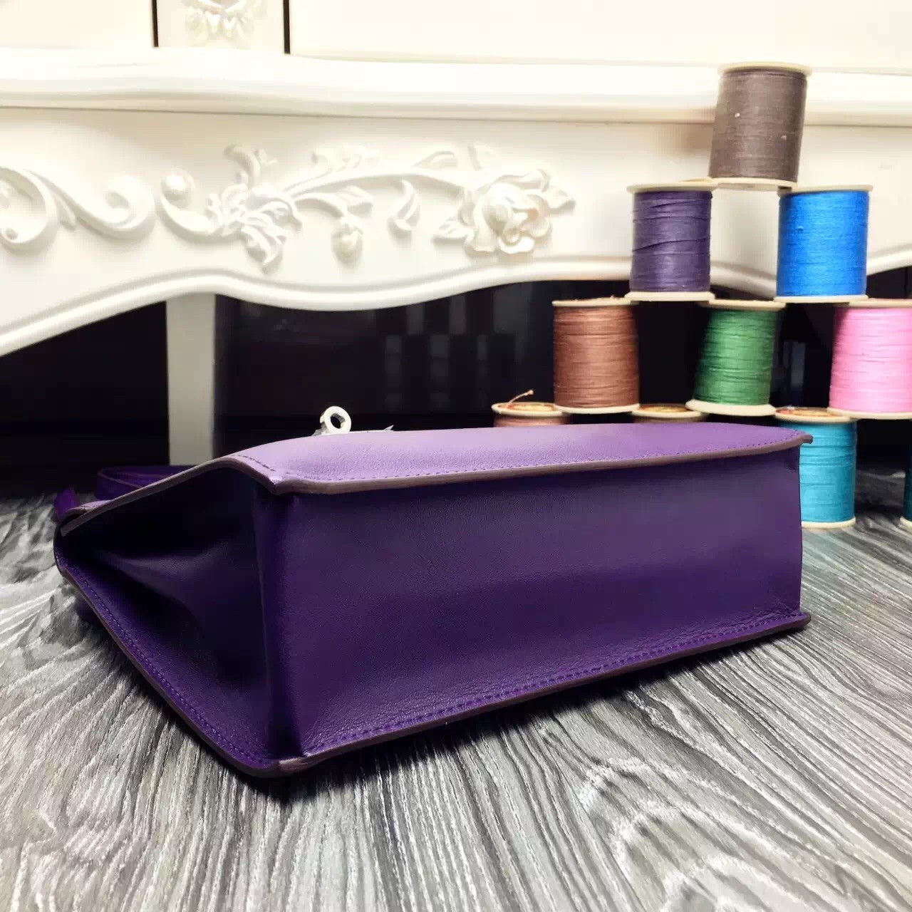 Replica Hermes Rose Purple Swift Kelly Danse Bag