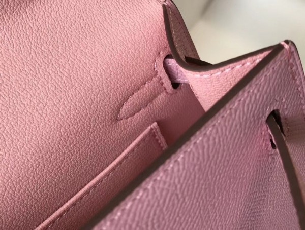 Replica Hermes Kelly Pochette Bag In Mauve Sylvestre Epsom Leather