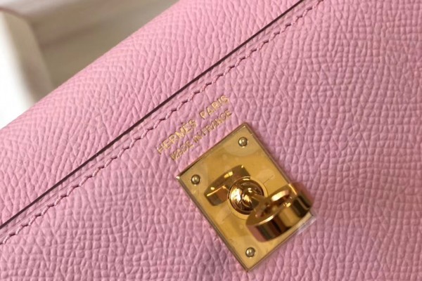 Replica Hermes Kelly Pochette Bag In Mauve Sylvestre Epsom Leather