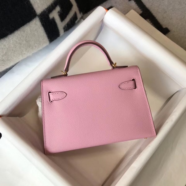 Replica Hermes Kelly Pochette Bag In Mauve Sylvestre Epsom Leather