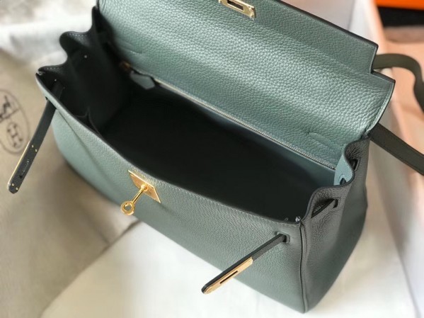 Replica Hermes Vert Amande Clemence Kelly 32cm Retourne Handbag QY01468