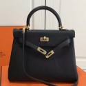 AAA Hermes Black Clemence Kelly 25cm GHW Bag QY01872