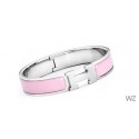 AAAAA Replica Hermes Peach Enamel Clic H Bracelet Narrow Width (12mm) In Silver QY00392