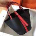 Best 1:1 Hermes Bicolor Picotin Lock MM 22cm Black Bag QY00394