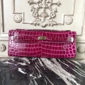 Best 1:1 Hermes Fuchsia Crocodile Kelly Cut Clutch Bag QY00264