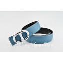 Best 1:1 Hermes Reversible Belt Blue/Black Anchor Chain Togo Calfskin With 18k Silver Buckle QY02126