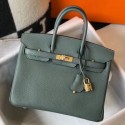 Best Hermes Birkin 25cm Handbag In Vert Amande Clemence Leather QY00718