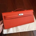 Best Quality Imitation Hermes Orange Epsom Kelly Cut Clutch Handmade Bag QY00177