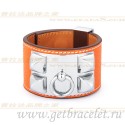 Cheap Fake Hermes Collier de Chien Bracelet Orange With Silver QY01165