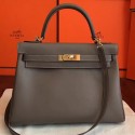 Cheap Hermes Etoupe Swift Kelly Retourne 32cm Handmade Bag QY01827