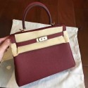 Copy Hermes Bordeaux Clemence Kelly 25cm Retourne Handmade Bag QY01297