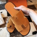 Copy Hermes Izmir Sandals In Orange Suede Leather QY01090