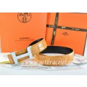 Copy Hermes Reversible Belt Orange/Black Crocodile Stripe Leather With18K White Silver Narrow H Buckle QY00913