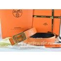 Copy Hermes Reversible Belt Orange/Black Ostrich Stripe Leather With 18K Gold Lace Strip H Buckle QY00861