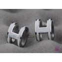 Copy Lacquered Hermes Pop H White Earrings in White Gold QY01987