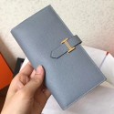 Fake Best Quality Hermes Blue Lin Epsom Bearn Gusset Wallet QY00601