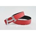 Fake Cheap Hermes Reversible Belt Red/Black Fashion H Togo Calfskin With 18k Silver Buckle QY00728