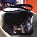 Fake Copy Hermes Constance 24cm Black Porosus Crocodile QY01889