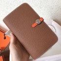 Fake Hermes Bicolor Dogon Duo Wallet In Brown/Orange Leather QY01855