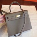 Fake Hermes Etoupe Epsom Kelly Sellier 28cm Handmade Bag QY01167