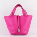 Fake Hermes Picotin Lock Bag In Rose Red Leather QY01395