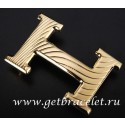 Fake Hermes Reversible Belt 18K Gold Waves Stripe Buckle QY01807