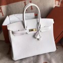 Fake Hermes White Clemence Birkin 30cm Handmade Bag QY01018