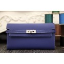 Fake Replica Hermes Kelly Longue Wallet In Electric Blue Epsom Leather QY01155