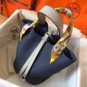 Fashion Imitation Hermes Bicolor Picotin Lock PM 18cm Sapphire Bag QY01526
