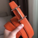 Fashion Imitation Hermes H d’Ancre Reversible Belt In Orange/Noir Leather QY00322