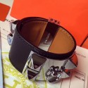 Hermes Black Epsom Collier de Chien Bracelet Size S QY01975