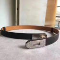 Hermes Black Epsom Kelly Belt With Palladium Hardware QY01505
