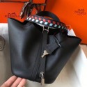 Hermes Black Picotin Lock 18 Bag With Braided Handles QY00631