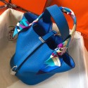 Hermes Blue Hydra Picotin Lock PM 18cm Handmade Bag QY00632