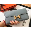 Hermes Blue Lin Epsom Constance Long Wallet QY00635